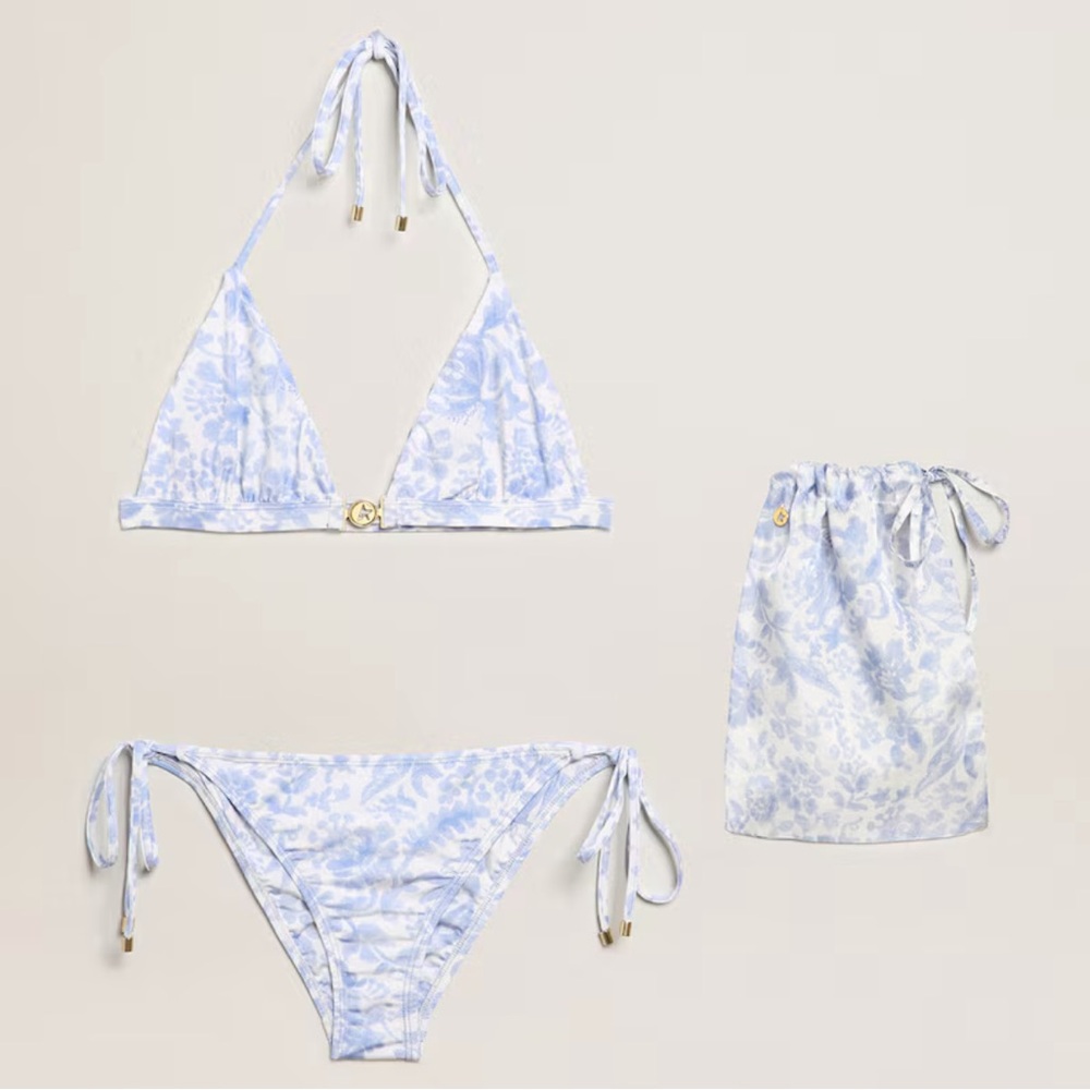 Golden Goose Resort Collection bikini with Mediterranean blue print